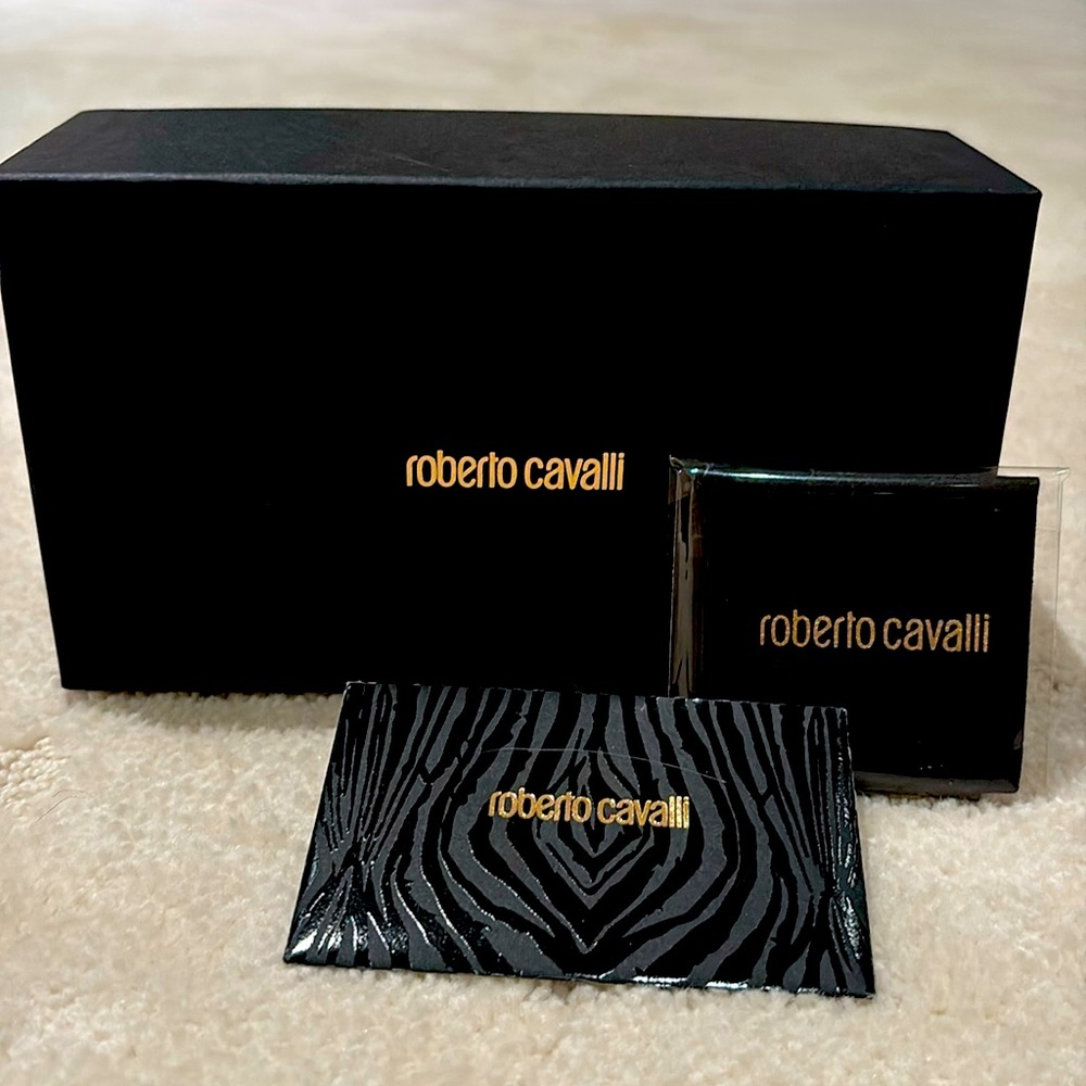 Roberto Cavalli Black and Gold Card Holder